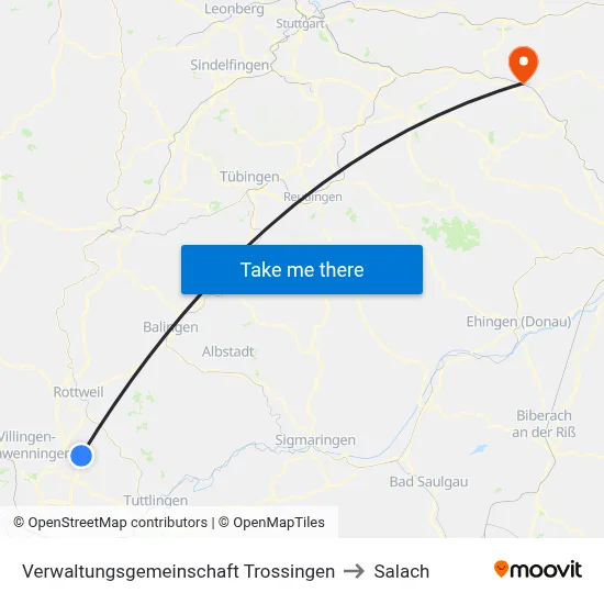 Verwaltungsgemeinschaft Trossingen to Salach map