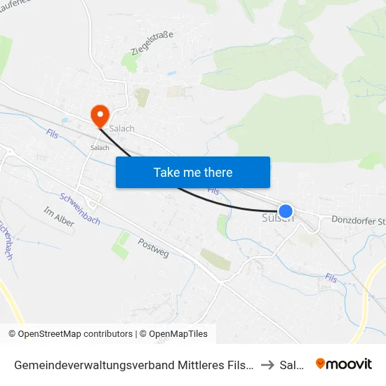 Gemeindeverwaltungsverband Mittleres Fils-Lautertal to Salach map