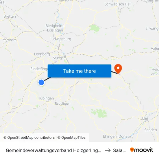 Gemeindeverwaltungsverband Holzgerlingen to Salach map