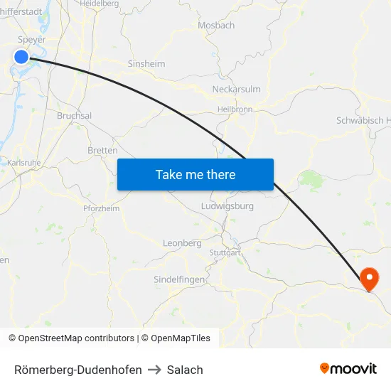 Römerberg-Dudenhofen to Salach map