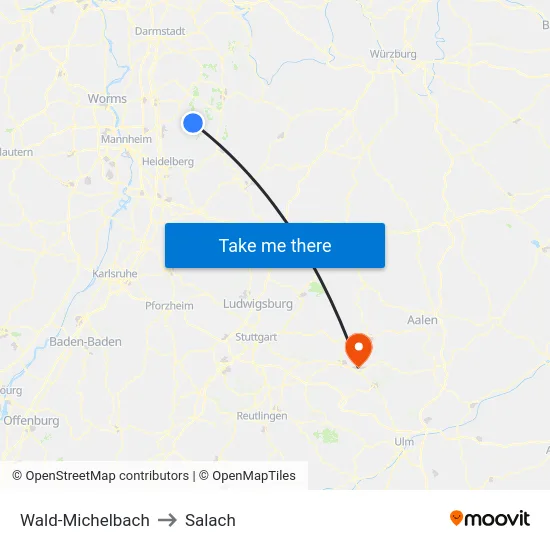 Wald-Michelbach to Salach map