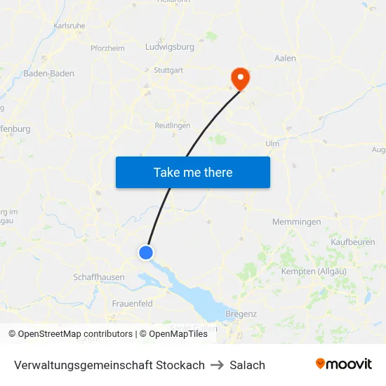 Verwaltungsgemeinschaft Stockach to Salach map