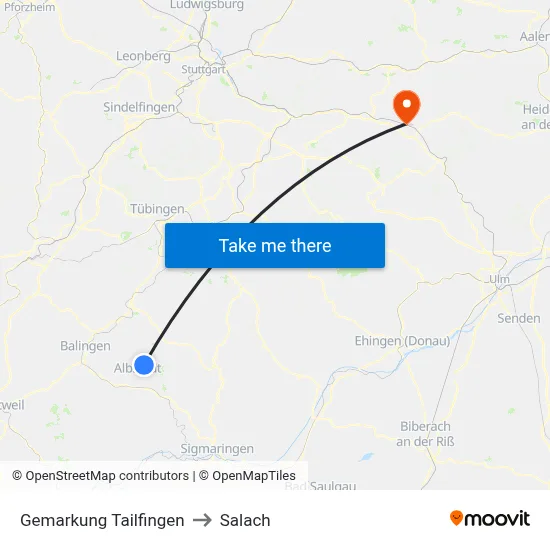 Gemarkung Tailfingen to Salach map