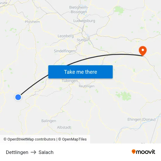 Dettlingen to Salach map