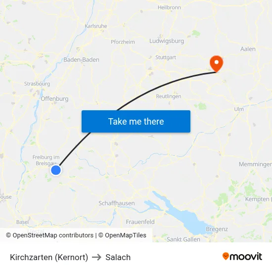 Kirchzarten (Kernort) to Salach map