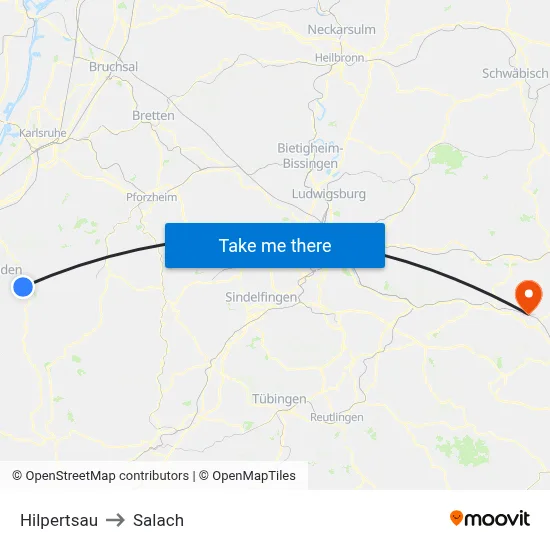 Hilpertsau to Salach map