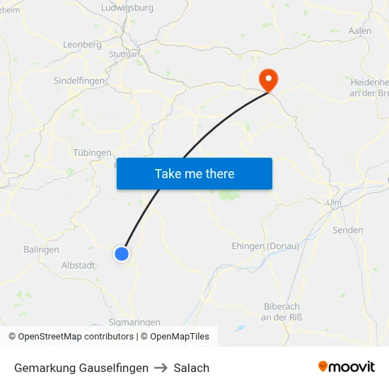 Gemarkung Gauselfingen to Salach map