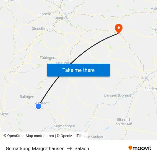 Gemarkung Margrethausen to Salach map