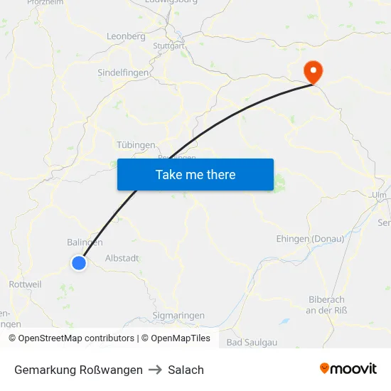 Gemarkung Roßwangen to Salach map
