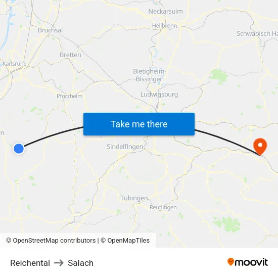 Reichental to Salach map