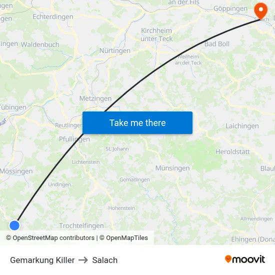 Gemarkung Killer to Salach map