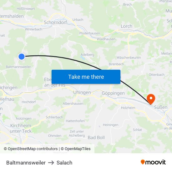 Baltmannsweiler to Salach map