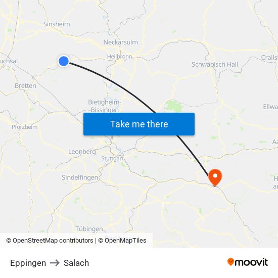 Eppingen to Salach map