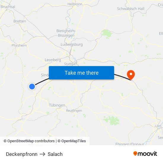 Deckenpfronn to Salach map
