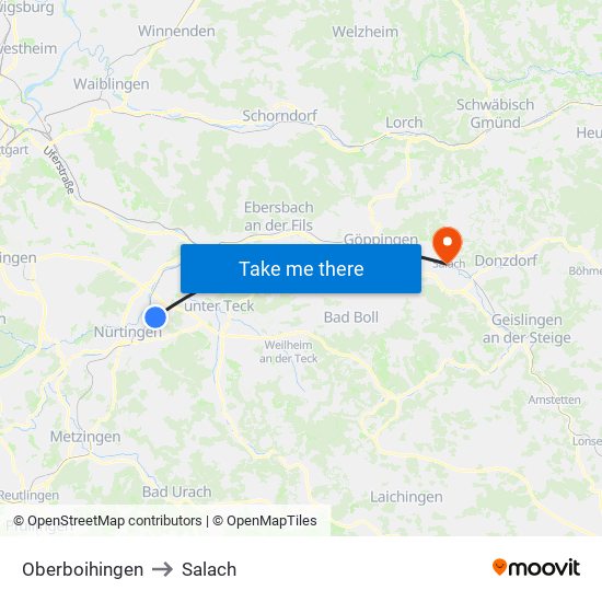 Oberboihingen to Salach map