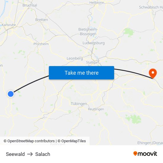 Seewald to Salach map