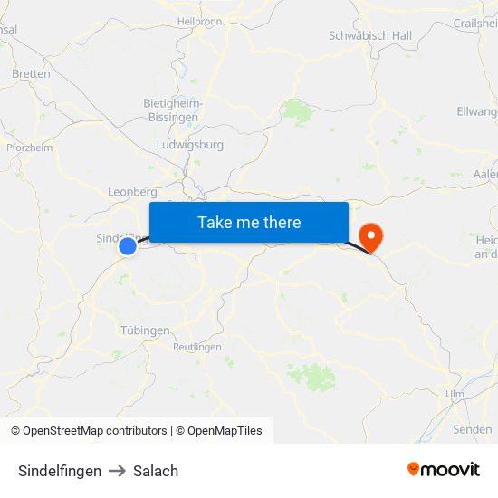 Sindelfingen to Salach map