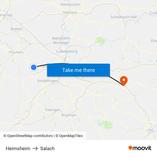 Heimsheim to Salach map