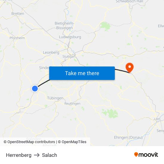 Herrenberg to Salach map