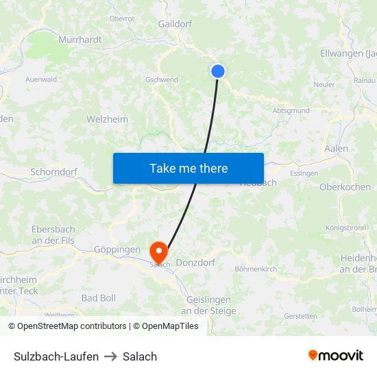 Sulzbach-Laufen to Salach map