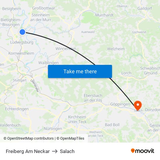 Freiberg Am Neckar to Salach map