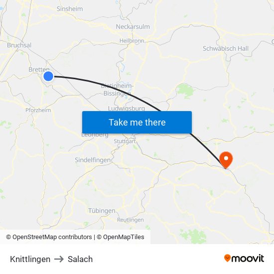 Knittlingen to Salach map