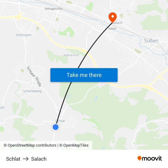 Schlat to Salach map