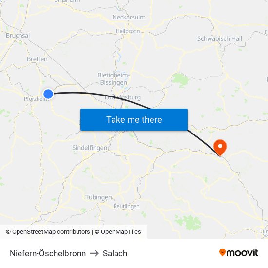 Niefern-Öschelbronn to Salach map