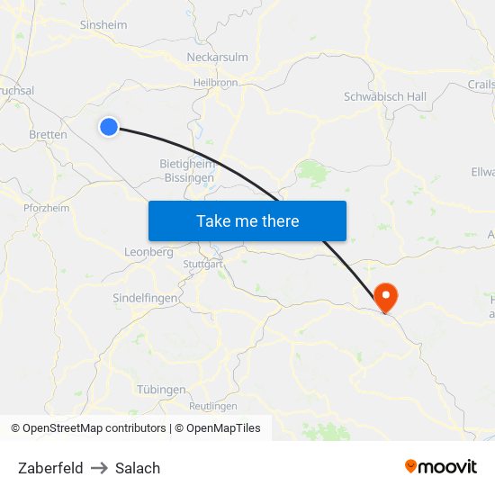 Zaberfeld to Salach map