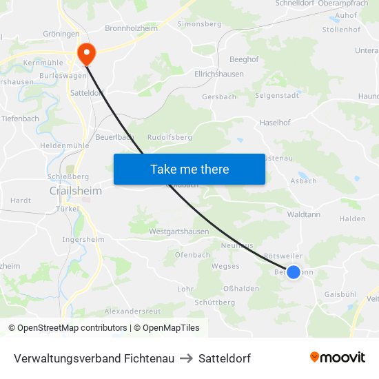 Verwaltungsverband Fichtenau to Satteldorf map