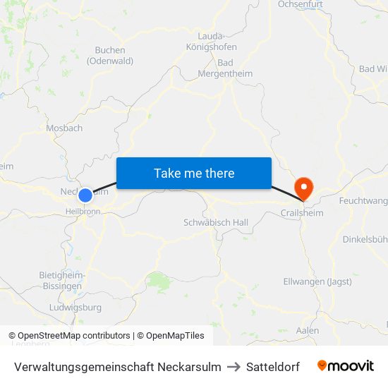 Verwaltungsgemeinschaft Neckarsulm to Satteldorf map