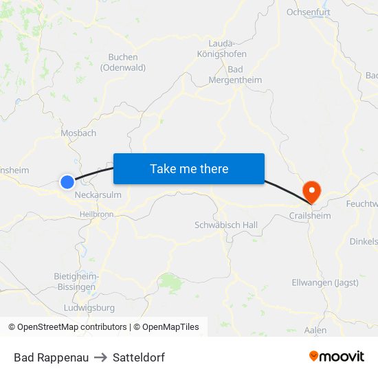 Bad Rappenau to Satteldorf map