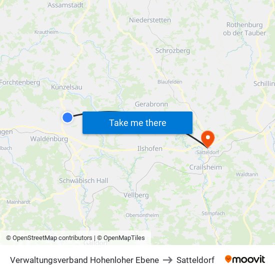 Verwaltungsverband Hohenloher Ebene to Satteldorf map