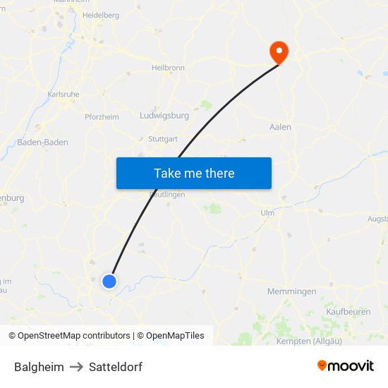 Balgheim to Satteldorf map