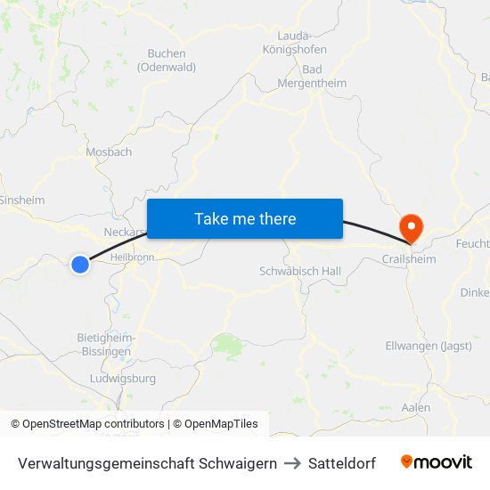 Verwaltungsgemeinschaft Schwaigern to Satteldorf map