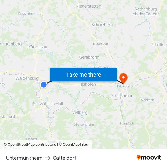 Untermünkheim to Satteldorf map