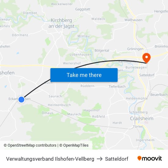 Verwaltungsverband Ilshofen-Vellberg to Satteldorf map