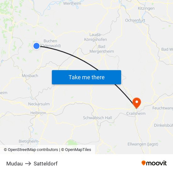 Mudau to Satteldorf map