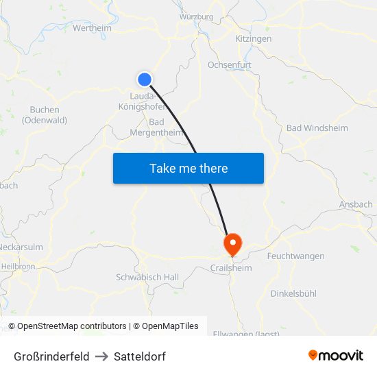 Großrinderfeld to Satteldorf map