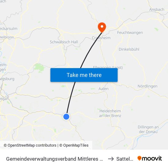 Gemeindeverwaltungsverband Mittleres Fils-Lautertal to Satteldorf map