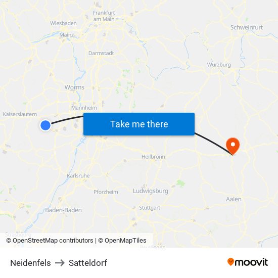 Neidenfels to Satteldorf map