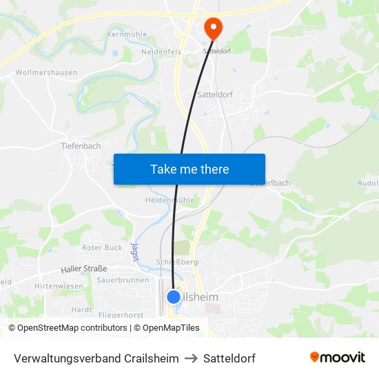 Verwaltungsverband Crailsheim to Satteldorf map