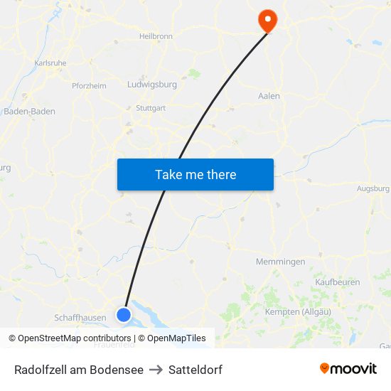 Radolfzell am Bodensee to Satteldorf map