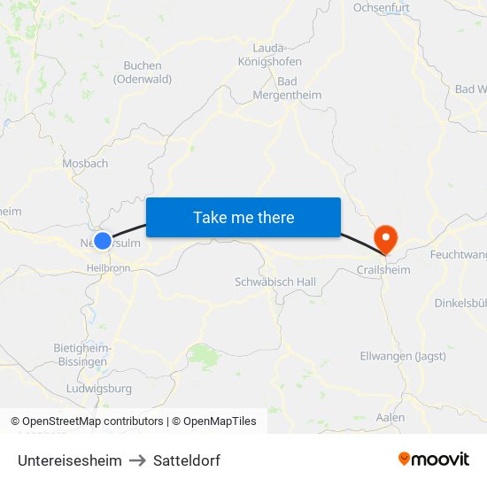 Untereisesheim to Satteldorf map