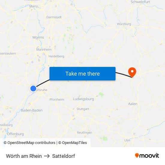 Wörth am Rhein to Satteldorf map