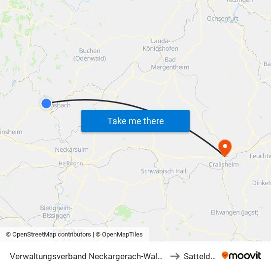 Verwaltungsverband Neckargerach-Waldbrunn to Satteldorf map