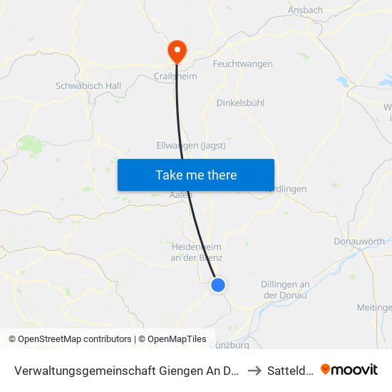 Verwaltungsgemeinschaft Giengen An Der Brenz to Satteldorf map