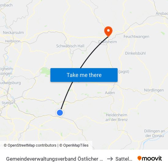 Gemeindeverwaltungsverband Östlicher Schurwald to Satteldorf map