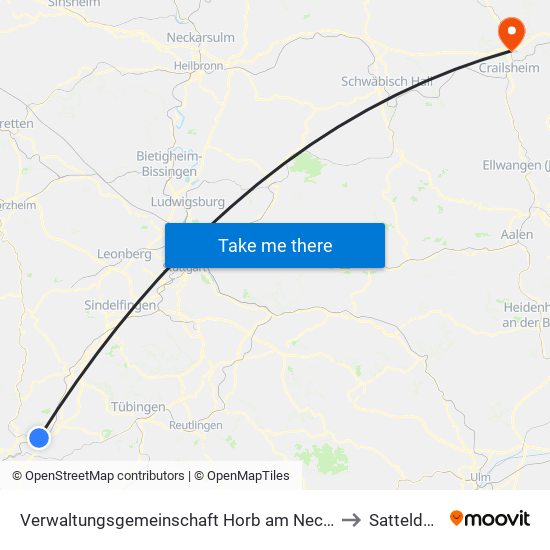 Verwaltungsgemeinschaft Horb am Neckar to Satteldorf map