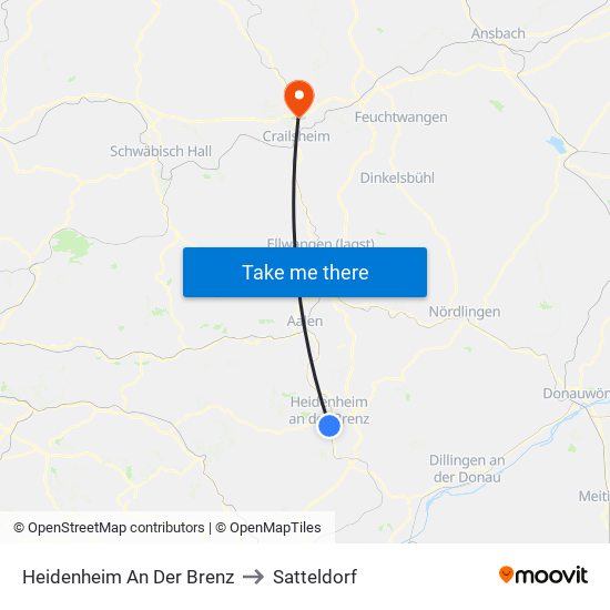 Heidenheim An Der Brenz to Satteldorf map